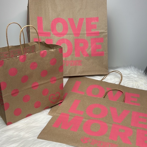 (4) VS PINK Love More & Pink Polka Dot Dog Logo Gift Bags, Shopping Bags - Picture 3 of 6